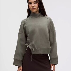 Lululemon Plush Fleece Curved Hem Pullover Sweater- sage